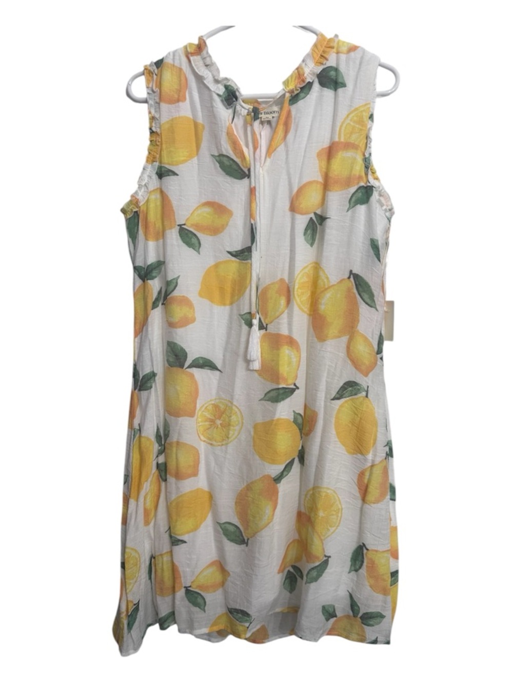 Iris Bloom Lemon-Print Shift Dress Size L Sleeveless Lightweight Vacation